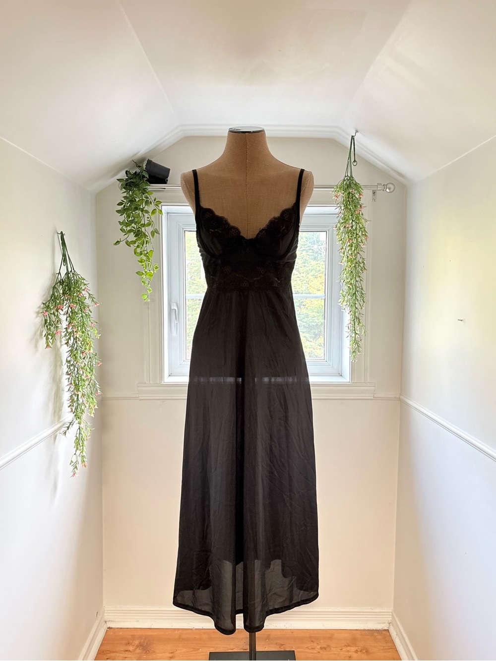 Darling Black Lace-Trim Maxi Slip Dress
